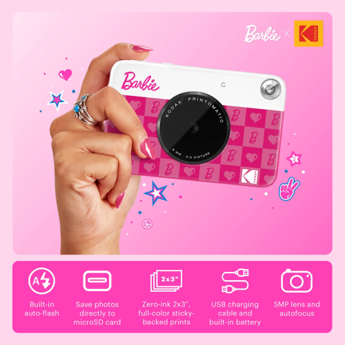 Kodak PRINTOMATIC Barbie Instant Print Camera, 2x3'', Pink