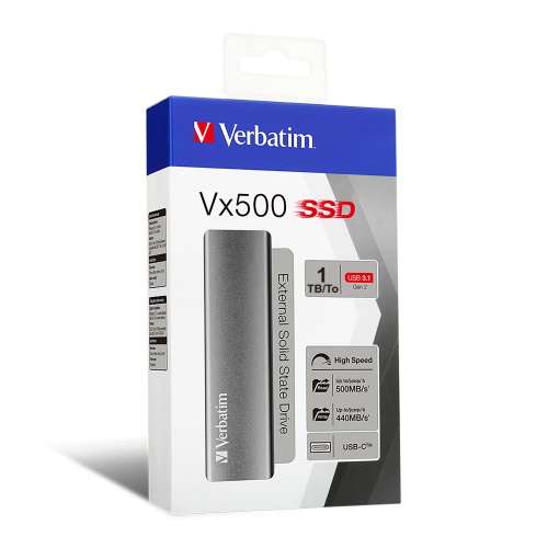 Verbatim 47444 Vx500 External SSD Drive 1TB, USB-C 3.2 Gen 2, Silver