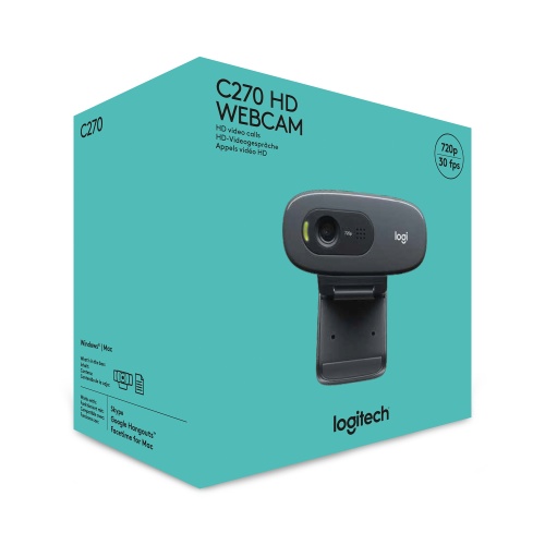 Logitech C270 HD Webcam, Dark Grey