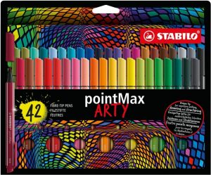 Ecost Customer Return Nylon Tip Writing Pen - STABILO pointMax ARTY - Wallet of 42 - Assorted Col