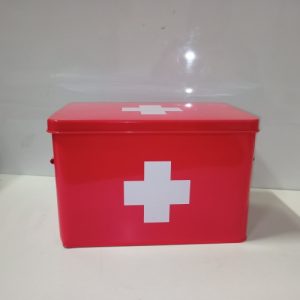 Ecost customer return Theo&Cleo Medizin Box Metall, Erste Hilfe Kasten Koffer Schrank, Arzneischrank