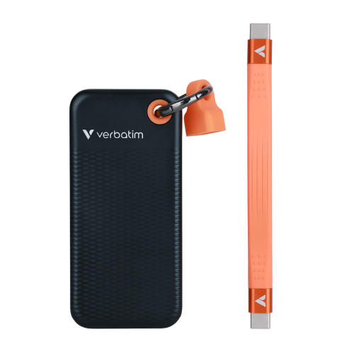Verbatim 32193 Pocket SSD Drive 1TB, USB-C 3.2 Gen 2, M.2, up to 1000MB/s, Black/Orange