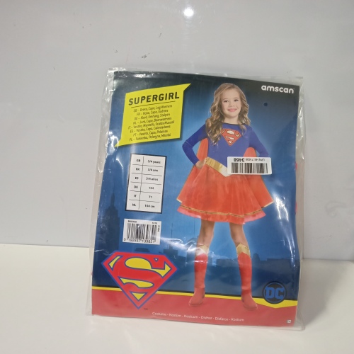 Ecost Customer Return Amscan - Kids Costume Supergirl, Dress, Cape, Leggings, Superhero, DC