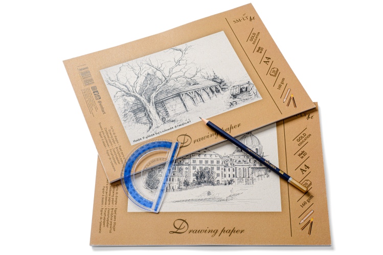 Drawing and sketching paper SMLT A4, 160 g/m2, 20 sheets, glued