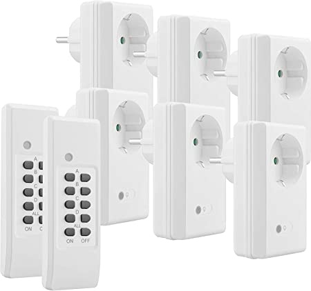 Ecost customer return mumbi Radio Plug Sockets Set Including 6 x Radio Plug Sockets and 2 x/Wireless