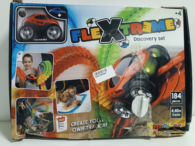 Ecost Customer Return Smoby FleXtreme Car Racing Track Starter Set - 184 Rails + Racing Car, Race Tr
