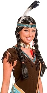 Ecost Customer Return Folat 26822 Indian Wig with Braids and Feather, Black, One Size