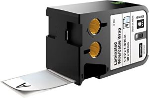 Ecost customer return Dymo 1868708, 38 mm x 39 mm Black on White Laminated Wire/Cable Wra