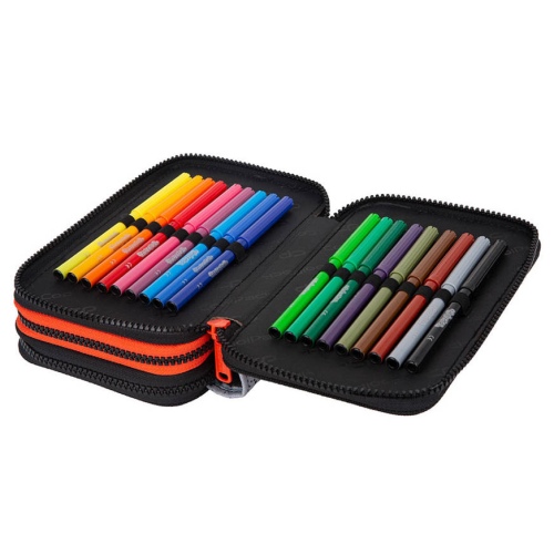 Triple decker pencil case with equipment CoolPack Jumper 3 Grey Ball
