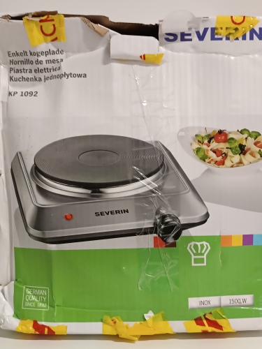Ecost Customer Return Severin hotplate, mass hob (1x Ø 18 cm), stepless temperature setting, DK 1