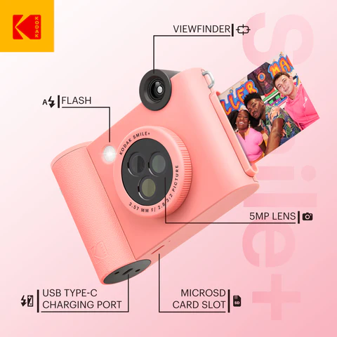 Kodak SMILE+ Instant Print Camera, 2x3'', Pink
