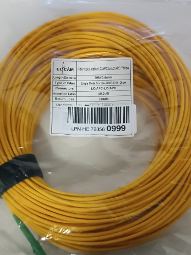 Ecost Customer Return Elfcam® - LC/APC to LC/APC Simplex Singlemode 9/125µm LSZH, FTTH Fibre Opti