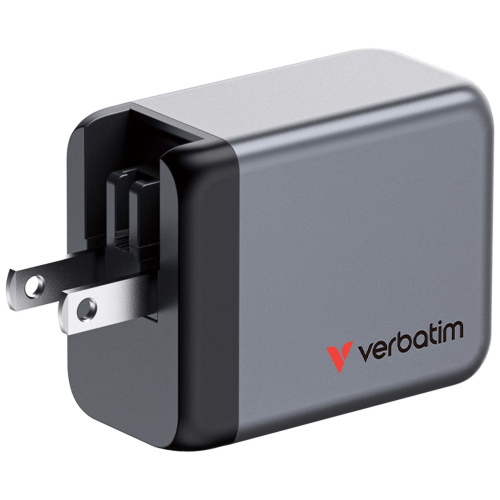 Verbatim 32201 GaN Charger 65W 3-Port, USB-A/USB-C, EU/UK/US Plug, Grey/Black