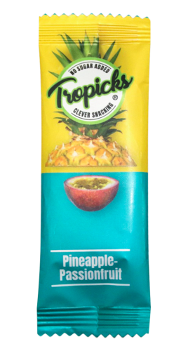 Tropicks Dried pineapple, passion fruit bar, 20 g