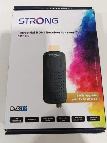 Ecost Customer Return Strong SRT82 Full HD DVB-T2 HDMI Stick - Compatible with Hevc265 - TV Receiver