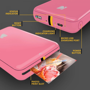 Kodak STEP Instant Mobile Photo printer Colour ZINK 2x3'' 1 ppm, Bluetooth, Pink