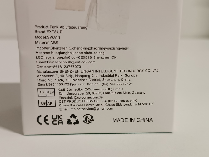 Ecost customer return EXTSUD Wireless Exhaust Control with Window Magnetic Contact and Radio Socket,