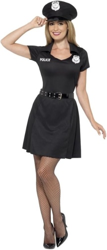 Ecost Customer Return Smiffys 45505S - women's police costume, dress, hat and belt, size: 36-38, bla