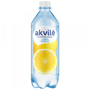 Table water AKVILĖ lemon flavoured, carbonated 0,6L, PET 12pcs