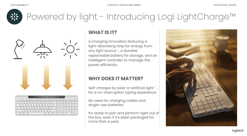 Logitech Signature Slim Solar+ K980 Wireless Keyboard, RF Wireless+Bluetooth, US Int, Graphite
