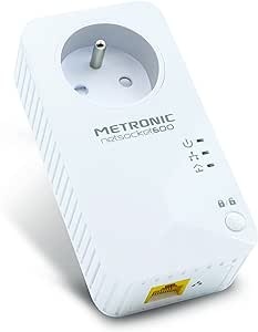 Ecost customer return Prise CPL netsocket 600 MB/s avec 1 Port Fast Ethernet 100 MB/s et Prise gigog