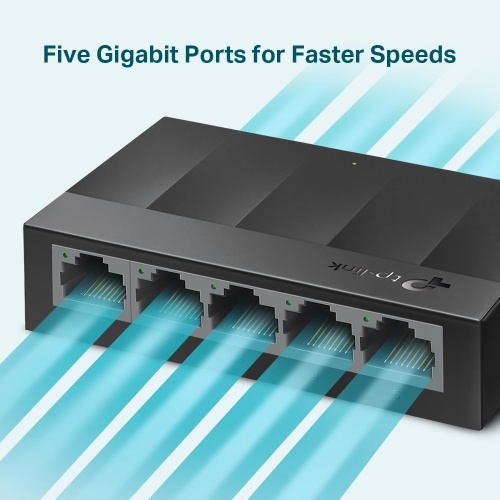 TP-Link LS1005G 5-Port 10/100/1000Mbps Desktop Switch, Plastic housing, Black