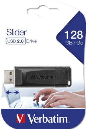 Verbatim 49328 Slider USB Flash Drive 128GB, USB-A 2.0, Black