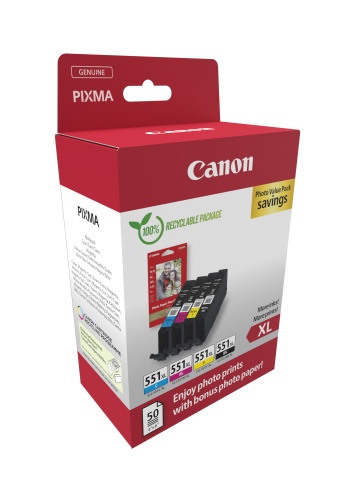 Canon CLI-551XL (6443B008) Ink Cartridge Multipack, C/M/Y/BK