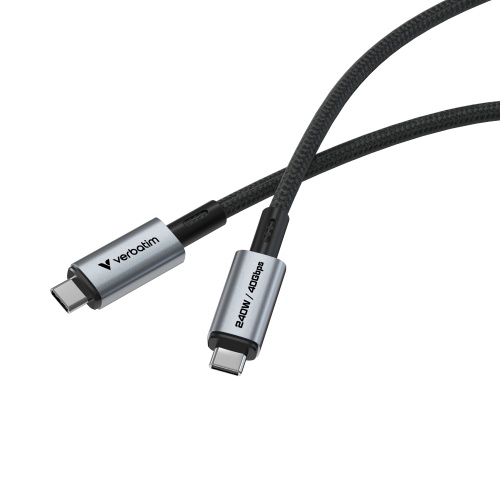 Verbatim 31847 Sync & Charge Cable USB-C to USB-C 240W 40Gbps 120cm, Grey/Black