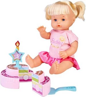 Ecost Customer Return Nenuco Happy Birthday Baby Doll with Birthday Cake, Cute Dress, Birthday Crown