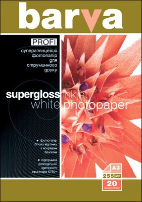 Photo paper Barva Profi Super Glossy, 255 g/m², A3, 20 sheets
