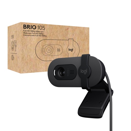 Logitech Brio 105 Business Webcam, 2 MP, FHD 1080p, USB-A, Black