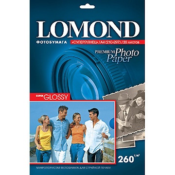 Lomond Premium Photo Paper Super Glossy 260 g/m2 A4, 20 sheets, Bright
