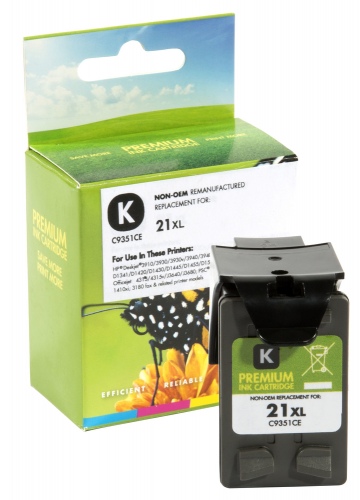 Static Control Ink Cartridge Black, Compatible with HP 21XL (C9351CE)