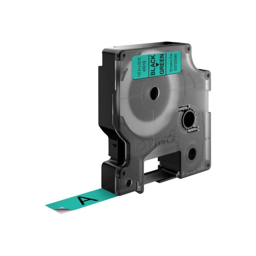 Dymo 45019 (S0720590) Label Tape 12mm x 7m, Black on Green