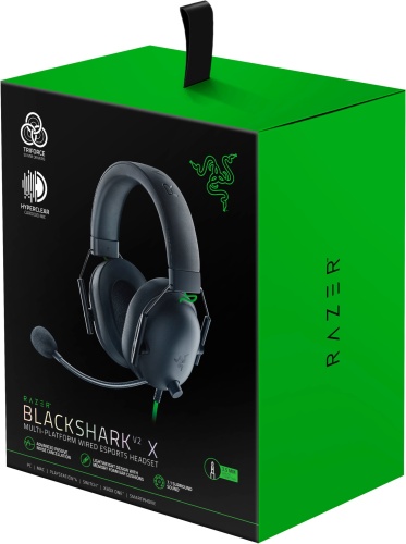 Razer BlackShark V2 X Wired Gaming Headset, Black/Green