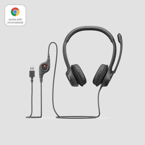 Logitech H390 USB Wired Headset, USB Type-A, Black