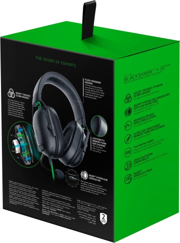 Razer BlackShark V2 X Wired Gaming Headset, Black/Green