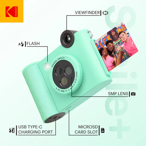 Kodak SMILE+ Instant Print Camera, 2x3'', Green