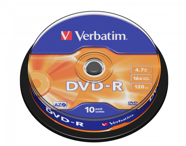 Verbatim 43523 DVD-R AZO 4.7GB 16X Matt Silver Surface Discs (10 pcs/Pack)