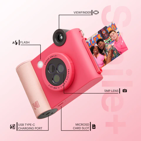 Kodak SMILE+ Instant Print Camera, 2x3'', Fuchsia