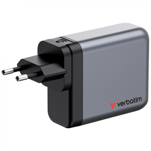 Verbatim 32203 GaN Charger 140W 4-Port, USB-A/USB-C, EU/UK/US PlugS, Grey/Black