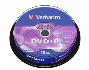 Verbatim 43498 DVD+R AZO 4.7GB 16X Matt Silver Surface Discs (10 pcs/Pack)