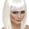 Ecost Customer Return Smiffys short blunt cut wig with bangs, white, one size