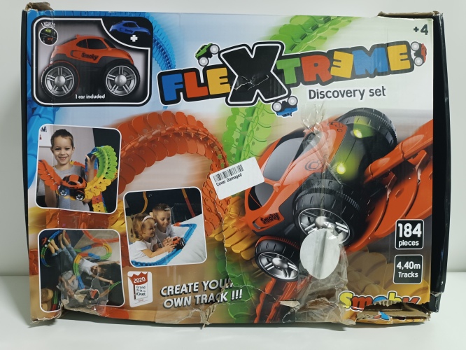 Ecost Customer Return Smoby FleXtreme Car Racing Track Starter Set - 184 Rails + Racing Car, Race Tr