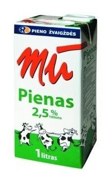 Milk MŪ 2,5% fat, pasteurised, 1 L x 12 pcs