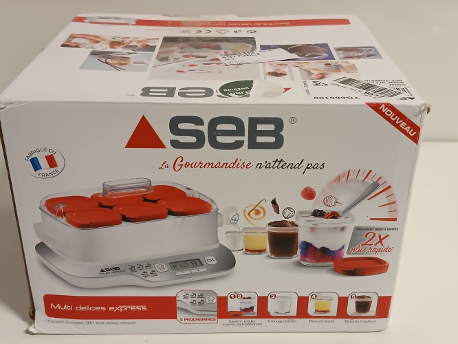 Ecost Customer Return SEB Yogurti?re 6 pots, 140 ml glass jars, 5 automatic programs, BPA -free,