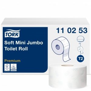 tork_110253 Toilet paper Tork PREMIUM MINI JUMBO T2 110253, 2 sl., 9.7 cm x 170 m, white, 12 psc.