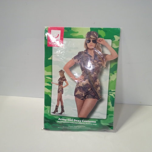 Ecost Customer Return Smiffys, Women's Sexy Army Girl Costume, Short Overalls, Belt and Hat, Size: S