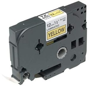 TopJet Laminated Labelling Tape Black on Yellow 12mm, 8m, Compatible with Brother TZe-631